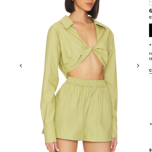 Brand New L' Academie Tereza Poplin Crop Top & Boxer Shorts Set - Picture 2 of 6